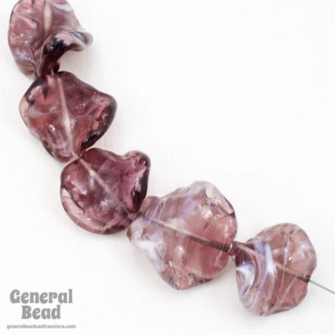 22mm Amethyst/White Swirl Potato Chip Bead (6 Pcs) #4297-General Bead