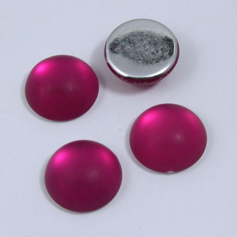 13mm Round Frosted Fuchsia Cabochon (2 Pcs) #UP713-General Bead