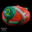 13mm x 18mm Red w/ Green Oval Bead (4 Pcs) #4306-General Bead