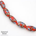 15mm x 25mm Red Oval Flower Bead (2 Pcs) #4307-General Bead