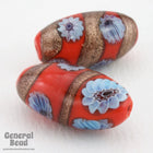 15mm x 25mm Red Oval Flower Bead (2 Pcs) #4307-General Bead