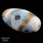 15mm x 25mm White Oval Flower Bead (2 Pcs) #4308-General Bead