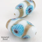 15mm x 25mm White Oval Flower Bead (2 Pcs) #4308-General Bead