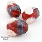 13mm x 18mm Transparent Ruby Oval Flower Bead (4 Pcs) #4309-General Bead