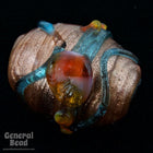 18mm Bronze/Aqua/Pink Oval Bead (2 Pcs) #4310-General Bead