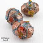 18mm Bronze/Aqua/Pink Oval Bead (2 Pcs) #4310-General Bead
