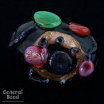 13mm x 18mm Black/Multi Oval Dotted Flower Bead (4 Pcs) #4311-General Bead