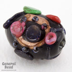 13mm x 18mm Black/Multi Oval Dotted Flower Bead (4 Pcs) #4311-General Bead
