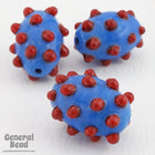 20mm Blue and Red Spiky Oval Bead (4 Pcs) #4312-General Bead