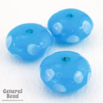 15mm Aqua Rondelle with White Dots (8 Pcs) #4315-General Bead