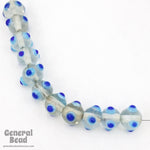 10mm Clear Rondelle with Light and Dark Blue Spots (20 Pcs) #4316-General Bead