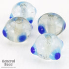 10mm Clear Rondelle with Light and Dark Blue Spots (20 Pcs) #4316-General Bead