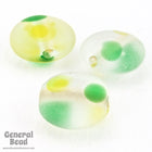 12mm Matte Green/Yellow Spot Glass Cushion Bead (10 Pcs) #4317-General Bead