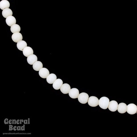 3-4mm Opaque Off White Round Bead Strand (100 Pcs) #4319-General Bead