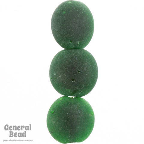 15mm Matte Forest Green Glass Cushion Bead (20 Pcs) #4330-General Bead