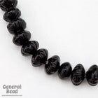 10mm Black Corrugated Glass Rondelle (50 Pcs) #4357-General Bead