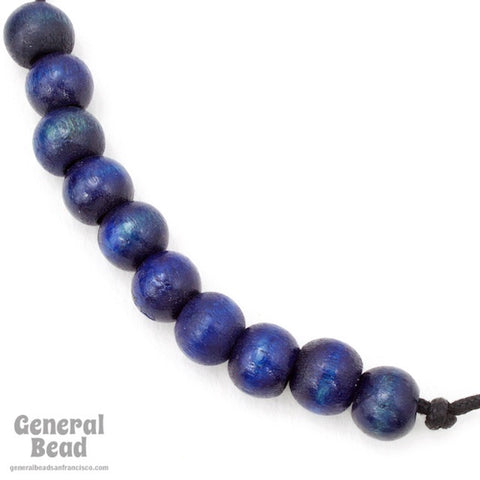 10mm Dark Blue Round Wood Bead-General Bead