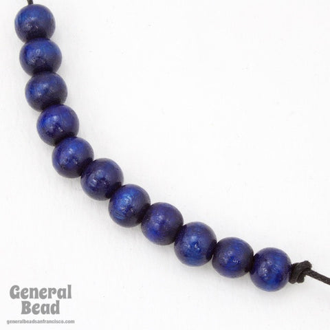 8mm Dark Blue Round Wood Bead-General Bead