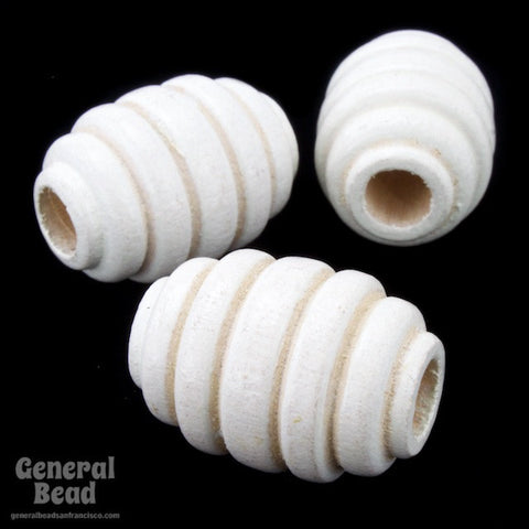 24mm Grooved Off White Oval Bead-General Bead
