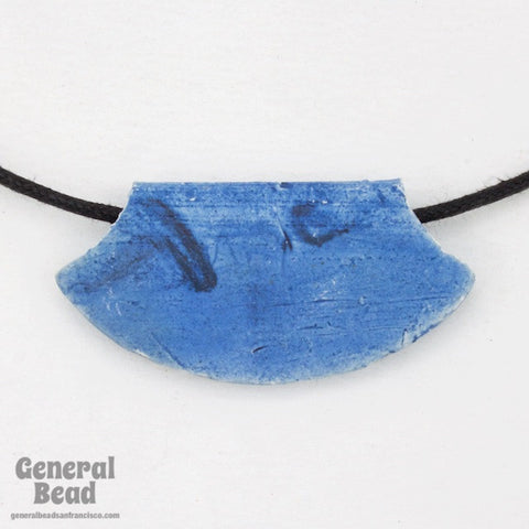 50mm Mottled Cream and Blue Fan Pendant-General Bead