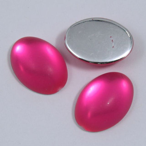 10mm x 14mm Frosted Pink Oval Cabochon (2 Pcs) #UP738-General Bead