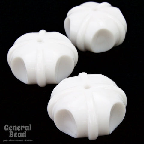 22mm White Vintage Lucite Eight Sided Bead (4 Pcs) #4432-General Bead