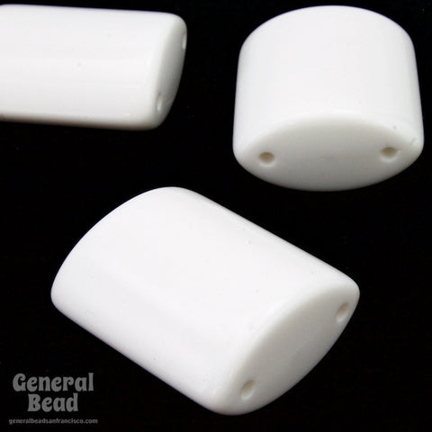 25mm White Rectangle Pillow Bead (8 Pcs) #4433-General Bead
