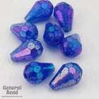 12mm Sapphire AB Faceted Teardrop Bead (25 Pcs) #4438-General Bead