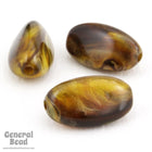 10mm x 18mm Marbled Gold/Brown Lucite Three Sided Oval Bead-General Bead