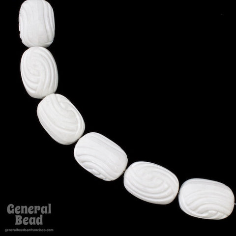 15mm x 22mm White Swirl Grooved Oval Lucite Bead-General Bead