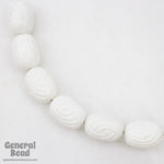 15mm x 22mm White Swirl Grooved Oval Lucite Bead-General Bead