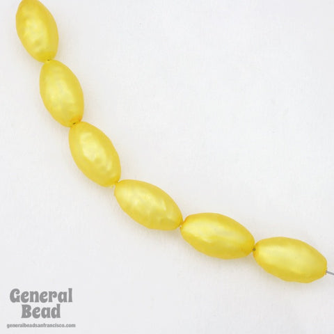 13mm x 22mm Matte Pearl Yellow Textured Oval Lucite Bead-General Bead