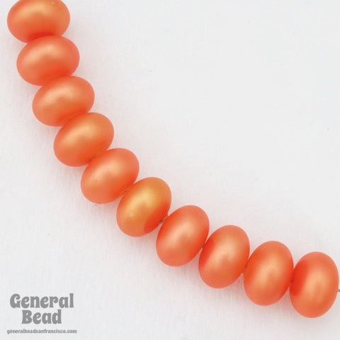 8mm x 13mm Matte Glowing Orange Lucite Fat Rondelle-General Bead