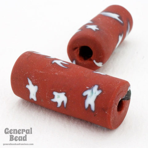 12mm x 30mm Matte Rust with Stars Tube Bead (4 Pcs) #4478-General Bead