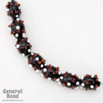20mm Black, White and Red Spiky Oval Bead (4 Pcs) #4480-General Bead