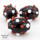 20mm Black, White and Red Spiky Oval Bead (4 Pcs) #4480-General Bead
