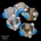 8mm Clear Rondelle with Aqua and White Spots (24 Pcs) #4482-General Bead