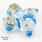8mm Clear Rondelle with Aqua and White Spots (24 Pcs) #4482-General Bead