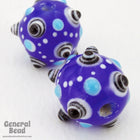 12mm Handmade Cobalt Lampwork Sputnik (2 Pcs) #4483-General Bead