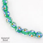 12mm Green/White/Blue Dot Bead (4 Pcs) #4485-General Bead