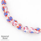 12mm Red/White/Blue with Roses Lampwork Bead (4 Pcs) #4487-General Bead