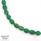 9mm x 14mm Green Dot Oval Bead (4 Pcs) #4489-General Bead