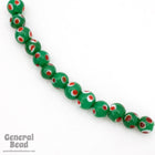 9mm Green Bead with White and Red Dots (12 Pcs) #4490-General Bead