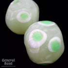 12mm Handmade Light Green Bead with White and Green Spots (4 Pcs) #4492-General Bead