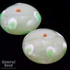 15mm Light Green Rondelle with White and Green Dots (8 Pcs) #4493-General Bead