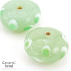 15mm Light Green Rondelle with White and Green Dots (8 Pcs) #4493-General Bead