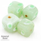 8mm Light Green Cube with Dots (4 Pcs) #3245-General Bead