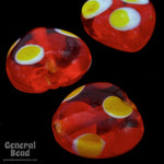 12mm Handmade Red Heart with Yellow Spots (25 Pcs) #4498-General Bead