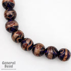 16mm Black and Gold Lampwork Bead (6 Pcs) #4501-General Bead