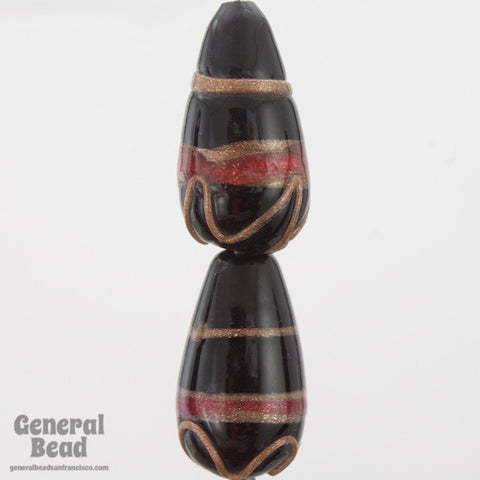 20mm Black Lampwork Teardrop (4 Pcs) #4503-General Bead